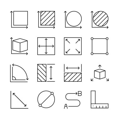Ölçüm simgesi seti. Ölçüm çizgisi simgesi dizaynı