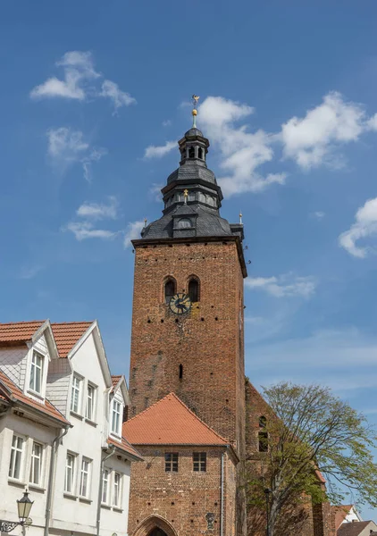 Veduta Della Città Havelberg Con Chiesa Cittadina Sankt Laurentius Sassonia — Foto Stock