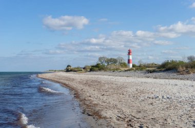 Baltık Denizi 'ndeki Falshft deniz feneri, Almanya' nın kuzeyinde Schleswig-Holstein