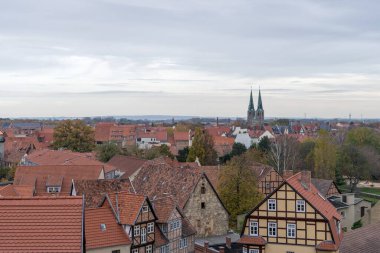 Schlossberg 'den tarihi Quedlinburg şehrine 