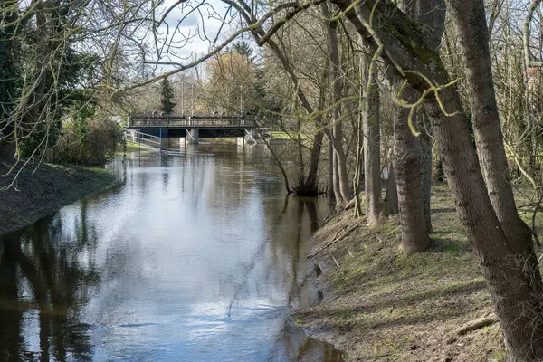 Weir Biese River Altmark Szász Anhalt Németország — Stock Fotó