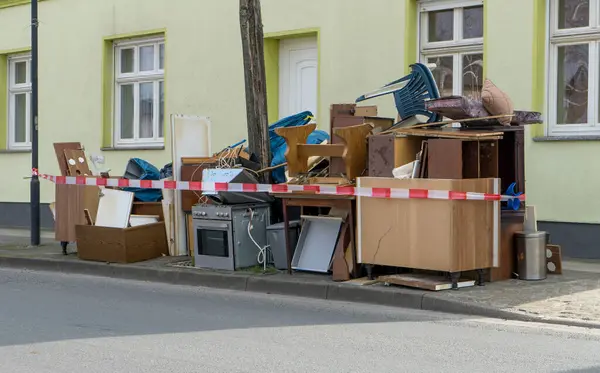 Pile Bulky Waste Furniture Electrical Appliances Side Road — Stock Photo, Image