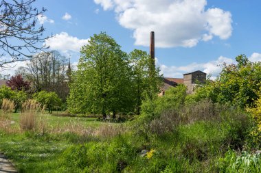 Ribbeck, Brandenburg, Almanya 'da eski içki imalathanesi olan doğal bahçe.
