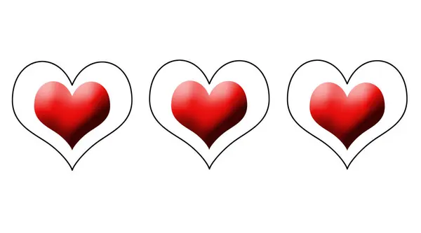 红心的轮廓在白色的背景上 我爱你的象征 爱情和爱情的标志 — 图库照片#