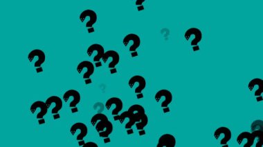 Soru işaretleri ve kafa karıştırıcı arka plan animasyonu. Soru işaretlerinin soyut animasyonu simge döngüsü arkaplanı. Sorma, temel bilgiler, şüpheler, kafa karıştırıcı düşünme.
