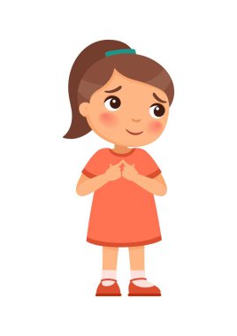 Utangaç kız ellerini göğsünün önünde kavuşturdu, parmak uçlarına dokundu.