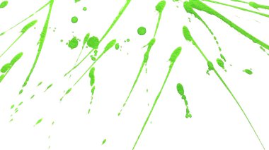 Yeşil suluboya ya da mürekkep desenleri beyaz arkaplan üzerinde sıçrama ve çizgiler, soyut suluboya