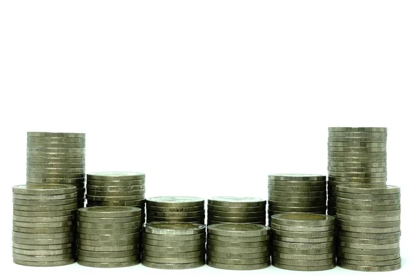 业务增长理念 财务增长 增加硬币堆积如山 预算规划 — 图库照片