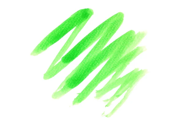 白い背景の軽い緑の水彩色のストライプかブラシ — ストック写真