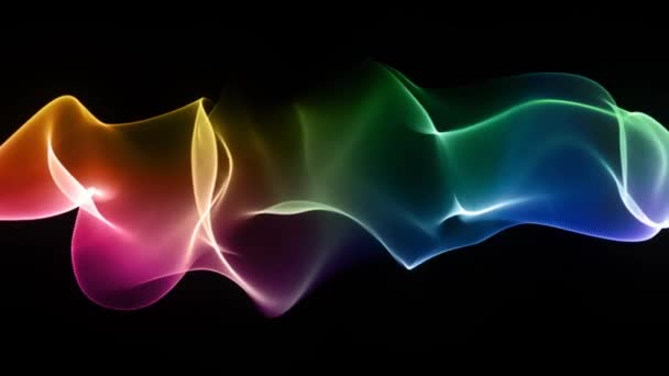 Абстрактная Светящаяся Разноцветная Энергия Неоновые Волны Футуристическая Неоновая Аура Светящаяся — стоковое видео