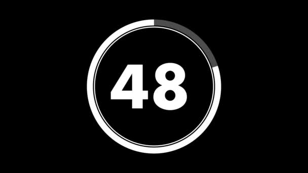 Schwarz Weiß Sechzig Sekunden Minute Countdown Mit Einem Kreis Offenbaren — Stockvideo