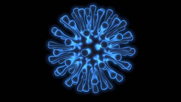 Pandangan Model Biru Coronavirus Mikroskop Realistis Konsep Kesehatan Pandemi Virus — Stok Video