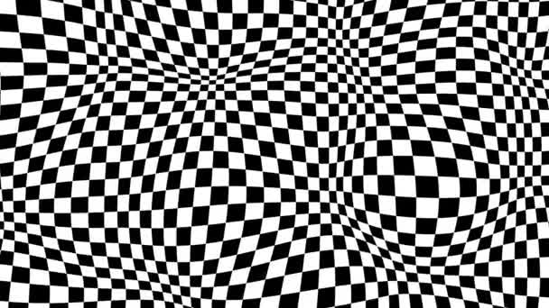 Abstract Morphing Monocromático Checker Fundo Movimento Superfície Trippy Arte Distorção — Vídeo de Stock
