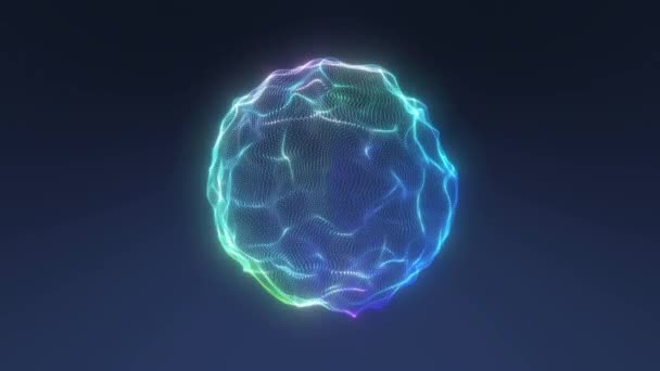 明るい3D超マリンオーラ粒子放射エネルギー球 アブストラクトエイリアン技術領域 人工知能遅い動きの背景 4Kモーショングラフィックスアニメーションループ — ストック動画