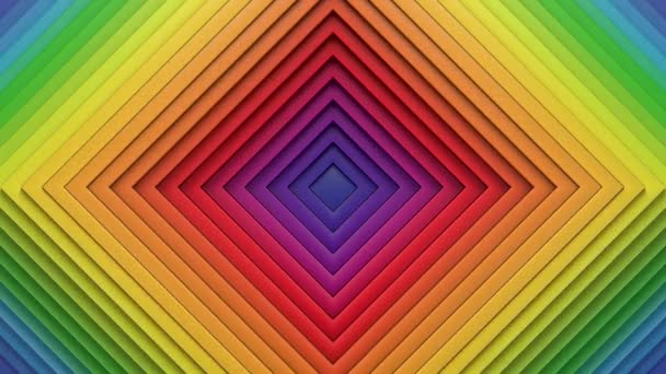 Abstract Pattern Concentric Square Rings Displacement Effect Rainbow Minimal Squares — Stock Video