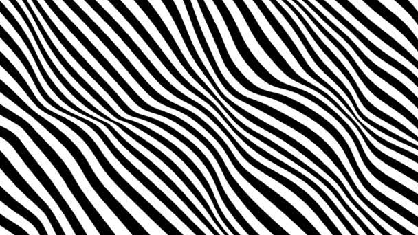 Absztrakt Átlós Csíkos Fekete Fehér Optikai Illúzió Háromdimenziós Geometriai Hullám — Stock videók