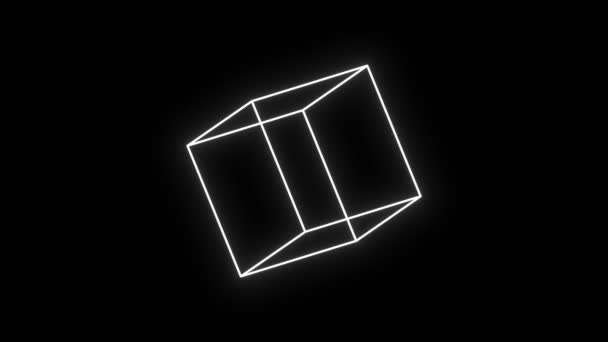 Spinning Cube Mesh Wireframe Γραμμή Τέχνη Animation Φόντο Απρόσκοπτα Looping — Αρχείο Βίντεο