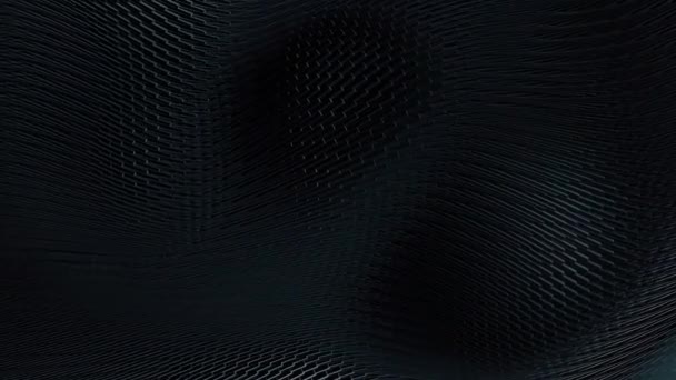 催眠技術概要概念 波状の表面を形成する銀金属幹ラインのデジタルフォレスト スタイリッシュな幾何学構造 未来的な可視化 高度な技術 3Dグラフィックスループ — ストック動画