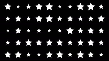 Siyah arkaplanda 50 beyaz yıldız, 4k döngülü animasyon