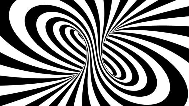 Abstraktní Hypnotické Černobílé Geometrické Pruhy Optického Iluzního Tunelu Evolving Art — Stock video