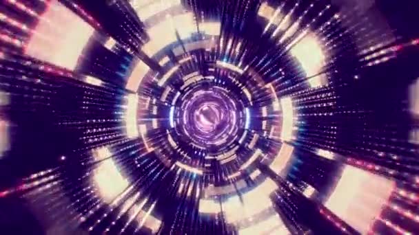 Science Fiction Futuristic Odyssey Psychedelic Cyberpunk Concept Flying Modern Ultraviolet — Stock video