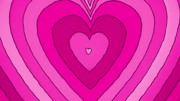 Vintage Vibe Hand Drawn Concentric Graceful Pink Hearts Bakgrund Vibrerande — Stockvideo