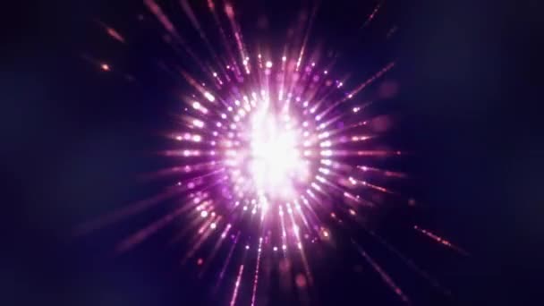Magische Rotierende Partikellichter Bunte Bewegungsgrafik Roter Atmosphäre Mit Wunderschönem Blühendem — Stockvideo