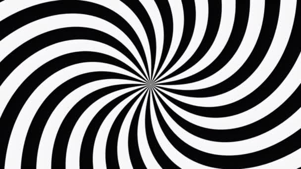 Rotación Hipnótica Espiral Animada Bucle Inconsútil Blanco Negro Vértigo Fondo — Vídeos de Stock