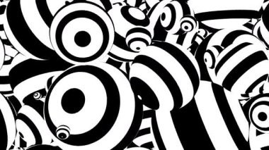 Hipnotik Siyah ve Beyaz Konsantrik Çemberler ve Çizgiler - 4K Kusursuz VJ Optik İllüzyon Arkaplanı Büyüleyici Psikedelik Desenler ve Görsel Sanat Projeleri Dinamik Hareketi