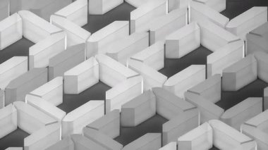 Fütürist İkili Kod Animasyon Manzarası, Soyut 3D Sayılar 0 ve 1 Parlak Beyaz Isometric Desen Animasyonu 'nda Yüksek Teknolojik Bilim-Kurgu Ağı Şebekesi, 4K Kusursuz Döngüsü