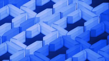 Fütürist İkili Kod Animasyon Manzarası, Soyut 3D Sayılar 0 ve 1 Parlak Mavi Isometric Model Animasyonunda Yüksek Teknolojik Bilim-Kurgu Ağı Şebekesi, 4K Kusursuz Döngüsü