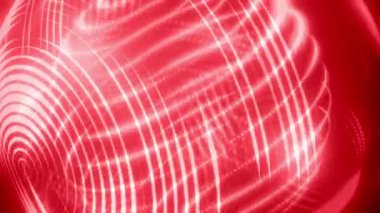 Parlayan Kırmızı Işık Halkaları, 4K Geleceği Soyut 3D Görüntü Konsantrik Dönen Çizgiler ve Teknoloji veya Bilim-Kurgu Arkaplanı Dijital Parçacık Akışı, Kusursuz Döngüsüz Döngüsüz Döngü Animasyonu