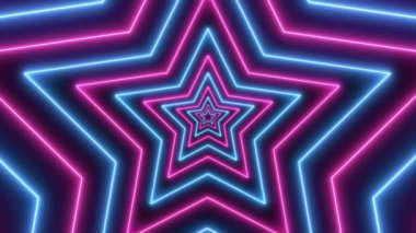 3D Geometrik Soyut Tünel: Canlı Neon Parıltısı, Renkli LED Çizgileri olan Fütürist Dijital Koridor, Parti, Konser veya Moda Giriş Sanatı 4K