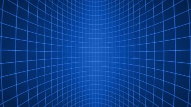 Retrowave Falall through a 3D Warped Blue Neon Grid, Infinite Descent in a Circular Perspective Wall, 4K Seamless Cyberpunk Motion Background Loop 1980 'lerden esinlenilmiştir
