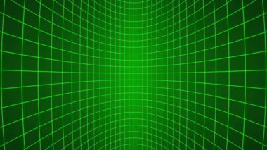 Retrowave Falall through a 3D Warped Green Neon Grid, Infinite Descent in a Circular Perspective Wall, 4K Seamless Cyberpunk Motion Background Loop 1980 'lerden esinlenilmiştir