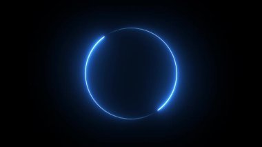 Dönen Neon Parlak Yükleme Çemberi, Geleceğin Enerji Yüzük Animasyonu Karanlık Arkaplanda Mavi Parlayan Gradyan, Bilimkurgu Teknolojisi Döngüsü VJ Döngü Arkaplanı