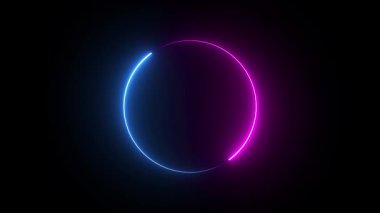 Dönen Neon Parlak Yükleme Çemberi, Pembe ve Mavi Arkaplan Gradyan ile Geleceğin Enerji Yüzüğü Animasyonu, Bilimkurgu Teknolojisi VJ Döngü Arkaplanı