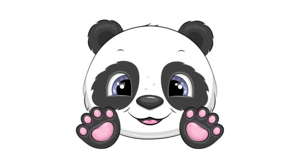 Bonito Panda Cartoon Pisca Olhos Move Patas Animação Loop Animais — Vídeo de Stock