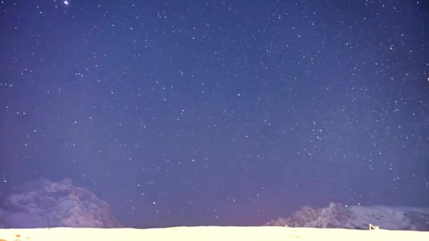 Star Trail Movimiento Alrededor Montaña Cachemira Sonmarg Durante Invierno — Vídeos de Stock
