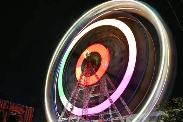 Slow Shutterspeed Picture Ferris Wheel Giant Wheel Dark Sky Background Royalty Free Stock Photos