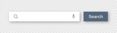 Arama çubuğu şablonu. Arama kutusu, adres çubuğu ve metin alanı olan internet tarayıcı motoru. Kullanıcı tasarımı, web arayüzü ögesi web simgeleri ve düğmeye basın. Vektör illüstrasyonu.