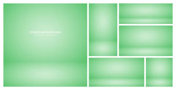 Estúdio Verde Vazio Fundos Abstratos Com Efeito Holofote Produto Vitrine — Vetor de Stock