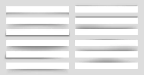 影の白い紙のスクラップのセット 灰色の背景のページ分割 現実的な透明影効果 デザインの要素 ベクターイラスト — ストックベクタ