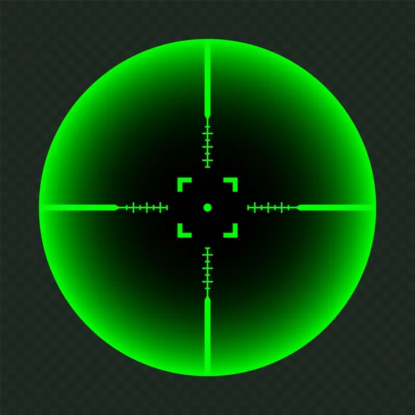 武器の夜景狙撃銃の光学スコープ 十字形の狩猟銃のファインダー 射撃マーク記号 軍の標識シルエット ゲームインターフェースUi要素 ベクターイラスト — ストックベクタ