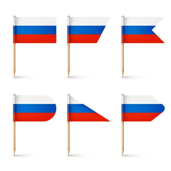 Gerçekçi Rus Kürdan Bayrakları Rusya Dan Bir Hatıra Kağıt Bayraklı — Stok Vektör