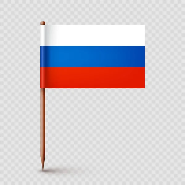 Realistic Russian Toothpick Flag Souvenir Russia Wooden Toothpick Paper Flag — Stock Vector