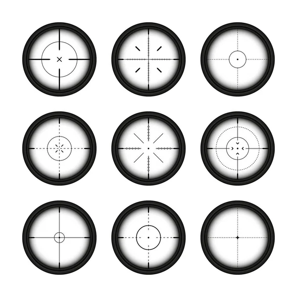 Various Weapon Sights Sniper Rifle Optical Scopes Hunting Gun Viewfinder — ストックベクタ