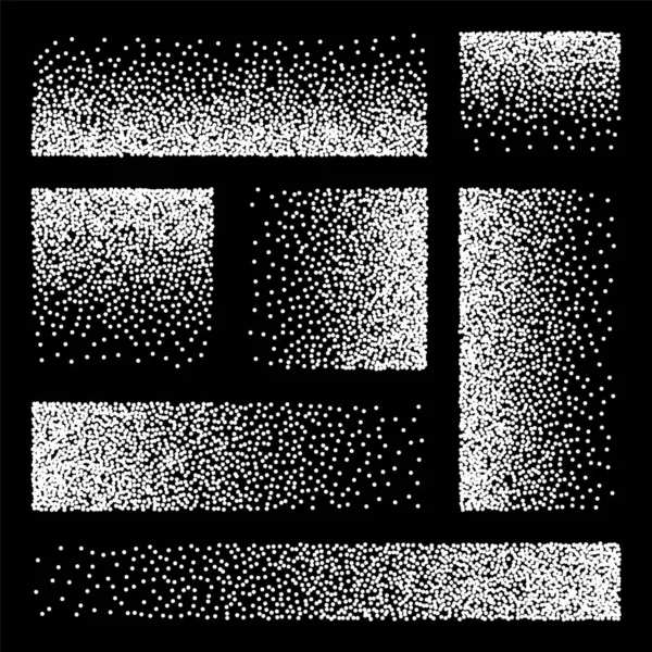 シンプルなパターン 点線の長方形のデザイン要素 ドットを使ってステッピング ドットワークの描画 シェーディング ピクセルの分解 ランダムなハーフトーン効果 ホワイトノイズ粒状の質感 ベクターイラスト — ストックベクタ