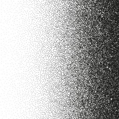 Stipple pattern, dotted geometric background. Stippling, dotwork drawing, shading using dots. Pixel disintegration, random halftone effect. White noise grainy texture. Vector illustration. clipart