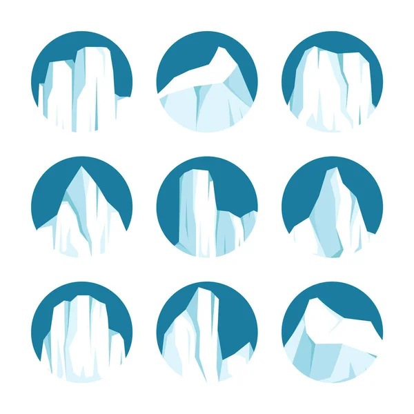 Плаваюча Колекція Айсбергів Дрейфуючий Арктичний Льодовик Блок Замерзлої Океанської Води — стоковий вектор